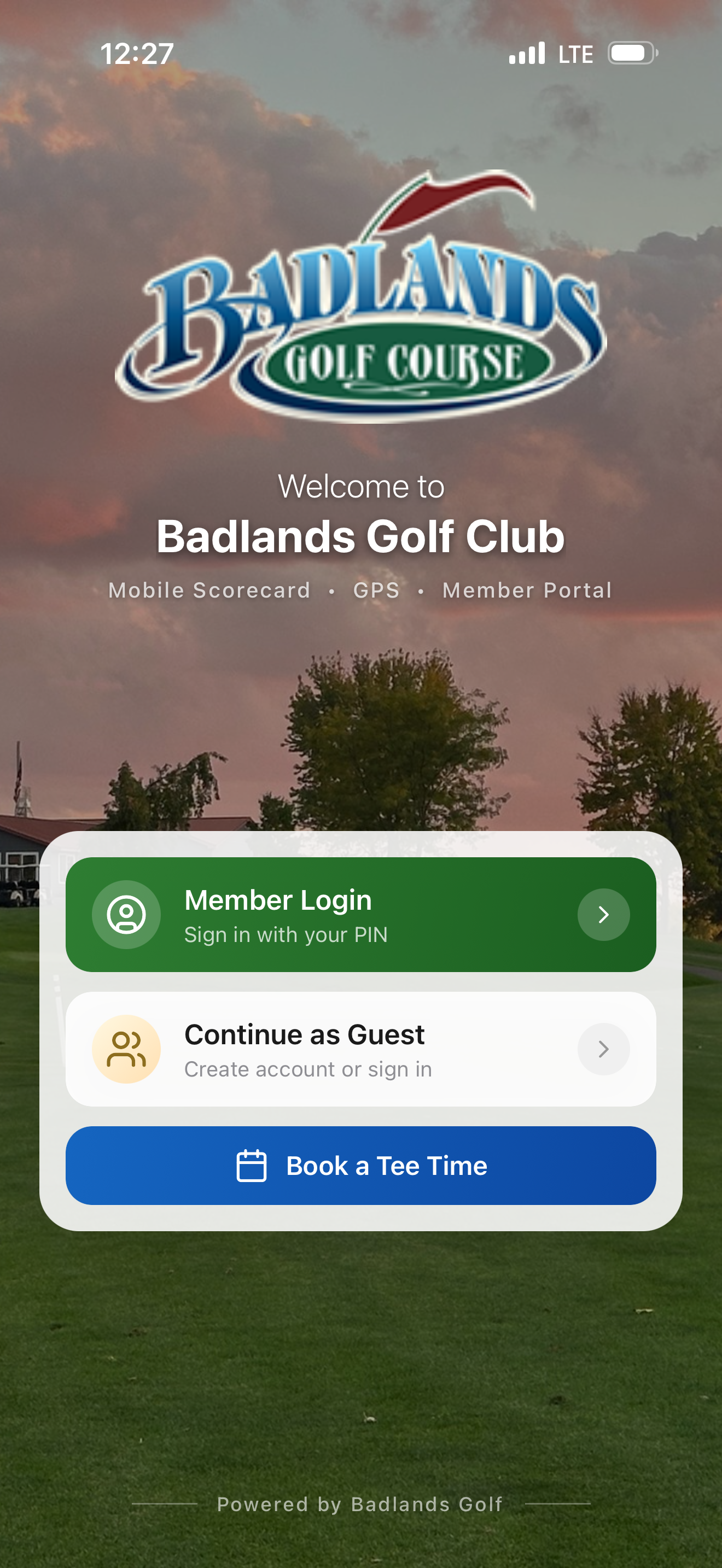 Fairway Logic welcome and login screen